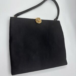 Vintage 1950s Coblentz Black Satin Evening Bag
